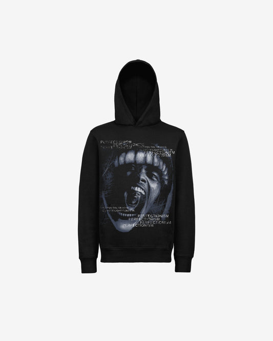 FLAW - Black Regular Hoodie.