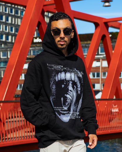 FLAW - Black Regular Hoodie.